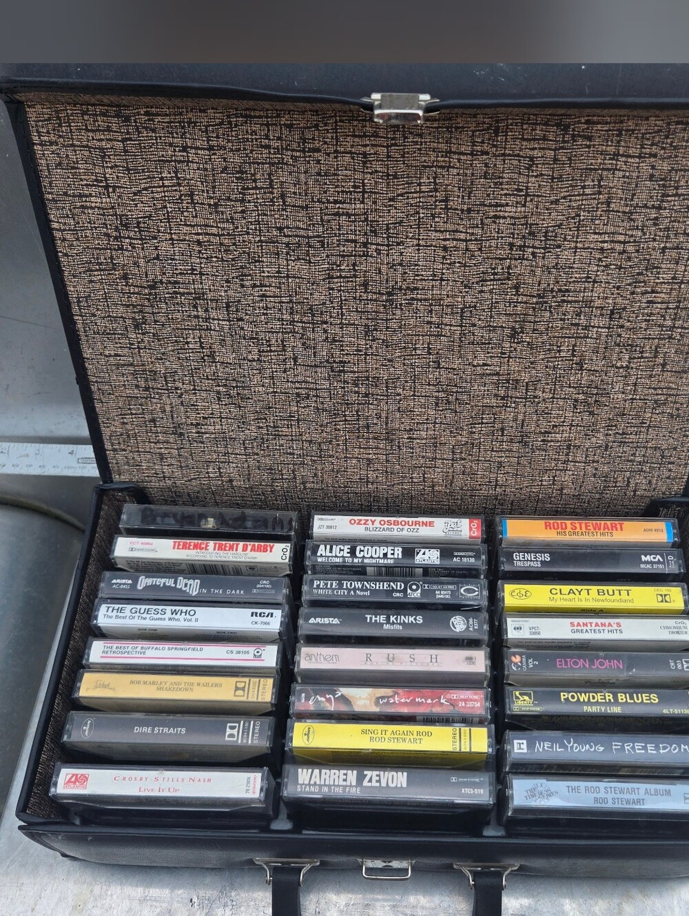Vintage Cassette Tape Collection with Carrying Case
